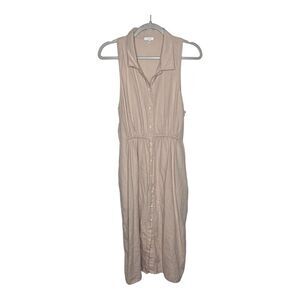 Tavik+ Womens Dress Large Button Front Tie Waist Midi Collared Linen Rayon Blend